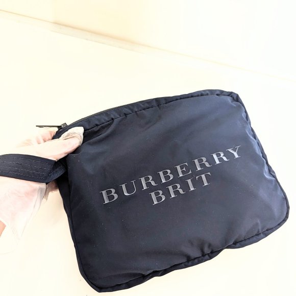 Burberry brits travel cosmetic pouch navy authentic genuine